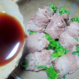 菊菜の肉巻き蒸し